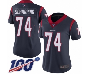 Women's Houston Texans #74 Max Scharping Navy Blue Team Color Vapor Untouchable Limited Player 100th Season Football Jersey