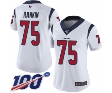 Women's Houston Texans #75 Martinas Rankin White Vapor Untouchable Limited Player 100th Season Football Jersey