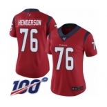 Women's Houston Texans #76 Seantrel Henderson Red Alternate Vapor Untouchable Limited Player 100th Season Football Jersey