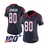 Women's Houston Texans #80 Andre Johnson Navy Blue Team Color Vapor Untouchable Limited Player 100th Season Football Jersey