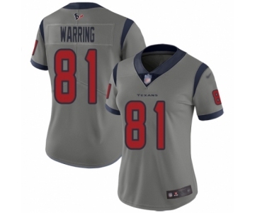 Women's Houston Texans #81 Kahale Warring Limited Gray Inverted Legend Football Jersey