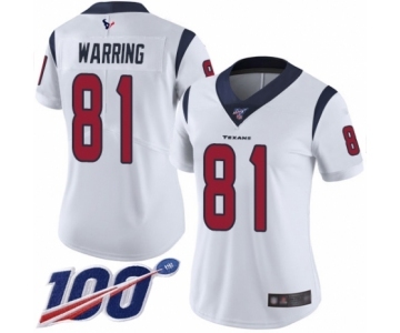 Women's Houston Texans #81 Kahale Warring White Vapor Untouchable Limited Player 100th Season Football Jersey