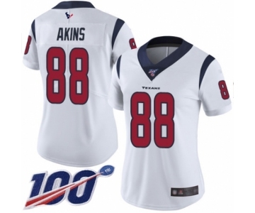 Women's Houston Texans #88 Jordan Akins White Vapor Untouchable Limited Player 100th Season Football Jersey