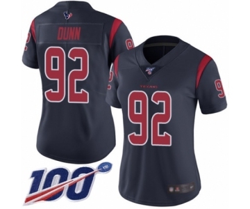 Women's Houston Texans #92 Brandon Dunn Limited Navy Blue Rush Vapor Untouchable 100th Season Football Jersey