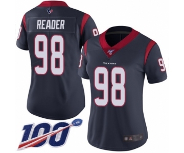 Women's Houston Texans #98 D.J. Reader Navy Blue Team Color Vapor Untouchable Limited Player 100th Season Football Jersey