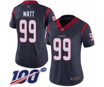 Women's Houston Texans #99 J.J. Watt Navy Blue Team Color Vapor Untouchable Limited Player 100th Season Football Jersey