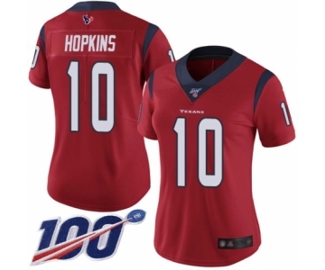 Women's Nike Houston Texans #10 DeAndre Hopkins Red Alternate Vapor Untouchable Limited Player 100th Season NFL Jersey