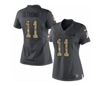 Women's Nike Houston Texans #11 Jaelen Strong Limited Black 2016 Salute to Service NFL Jersey