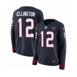 Women's Nike Houston Texans #12 Bruce Ellington Limited Navy Blue Therma Long Sleeve NFL Jersey