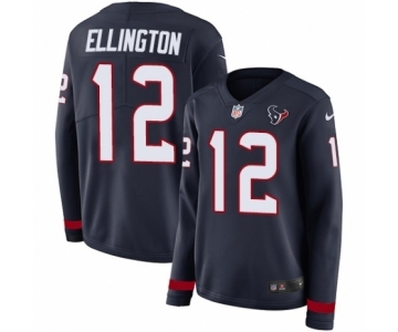 Women's Nike Houston Texans #12 Bruce Ellington Limited Navy Blue Therma Long Sleeve NFL Jersey