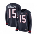 Women's Nike Houston Texans #15 Will Fuller V Limited Navy Blue Therma Long Sleeve NFL Jersey