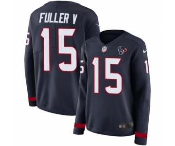 Women's Nike Houston Texans #15 Will Fuller V Limited Navy Blue Therma Long Sleeve NFL Jersey