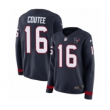 Women's Nike Houston Texans #16 Keke Coutee Limited Navy Blue Therma Long Sleeve NFL Jersey