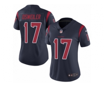 Women's Nike Houston Texans #17 Brock Osweiler Limited Navy Blue Rush NFL Jersey