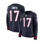 Women's Nike Houston Texans #17 Vyncint Smith Limited Navy Blue Therma Long Sleeve NFL Jersey