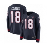 Women's Nike Houston Texans #18 Sammie Coates Limited Navy Blue Therma Long Sleeve NFL Jersey