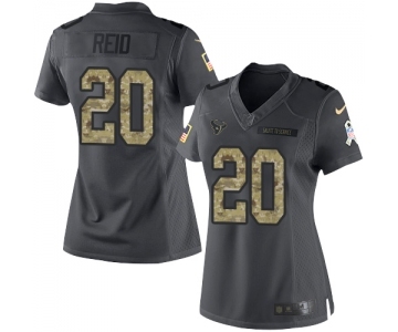 Women's Nike Houston Texans #20 Justin Reid Limited Black 2016 Salute to Service NFL Jersey