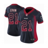 Women's Nike Houston Texans #21 Tyler Ervin Limited Navy Blue Rush Drift Fashion NFL Jersey