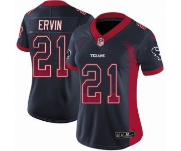 Women's Nike Houston Texans #21 Tyler Ervin Limited Navy Blue Rush Drift Fashion NFL Jersey