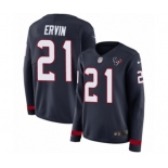 Women's Nike Houston Texans #21 Tyler Ervin Limited Navy Blue Therma Long Sleeve NFL Jersey