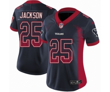 Women's Nike Houston Texans #25 Kareem Jackson Limited Navy Blue Rush Drift Fashion NFL Jersey