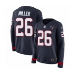 Women's Nike Houston Texans #26 Lamar Miller Limited Navy Blue Therma Long Sleeve NFL Jersey