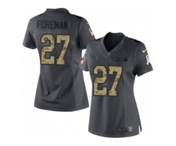 Women's Nike Houston Texans #27 D'Onta Foreman Limited Black 2016 Salute to Service NFL Jersey