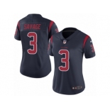 Women's Nike Houston Texans #3 Tom Savage Limited Navy Blue Rush NFL Jersey