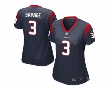 Women's Nike Houston Texans #3 Tom Savage Navy Blue Team Color Stitched NFL Elite Jersey