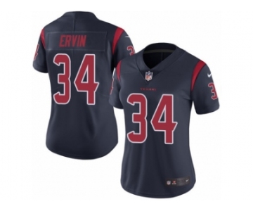 Women's Nike Houston Texans #34 Tyler Ervin Limited Navy Blue Rush NFL Jersey