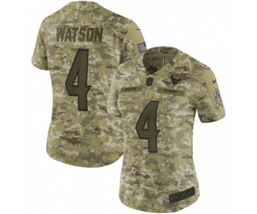 Women's Nike Houston Texans #4 Deshaun Watson Limited Camo 2018 Salute to Service NFL Jersey