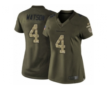 Women's Nike Houston Texans #4 Deshaun Watson Limited Green Salute to Service NFL Jersey