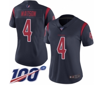 Women's Nike Houston Texans #4 Deshaun Watson Limited Navy Blue Rush Vapor Untouchable 100th Season NFL Jersey