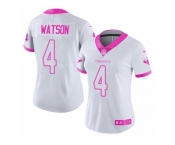 Women's Nike Houston Texans #4 Deshaun Watson Limited White Pink Rush Fashion NFL Jersey