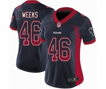 Women's Nike Houston Texans #46 Jon Weeks Limited Navy Blue Rush Drift Fashion NFL Jersey