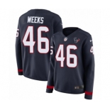 Women's Nike Houston Texans #46 Jon Weeks Limited Navy Blue Therma Long Sleeve NFL Jersey