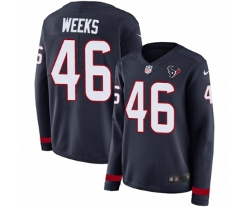 Women's Nike Houston Texans #46 Jon Weeks Limited Navy Blue Therma Long Sleeve NFL Jersey