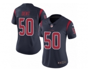 Women's Nike Houston Texans #50 Akeem Dent Limited Navy Blue Rush NFL Jersey