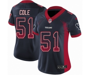 Women's Nike Houston Texans #51 Dylan Cole Limited Navy Blue Rush Drift Fashion NFL Jersey