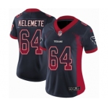 Women's Nike Houston Texans #64 Senio Kelemete Limited Navy Blue Rush Drift Fashion NFL Jersey