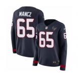 Women's Nike Houston Texans #65 Greg Mancz Limited Navy Blue Therma Long Sleeve NFL Jersey