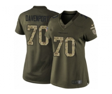 Women's Nike Houston Texans #70 Julien Davenport Limited Green Salute to Service NFL Jersey