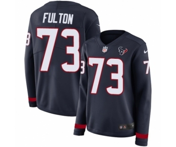 Women's Nike Houston Texans #73 Zach Fulton Limited Navy Blue Therma Long Sleeve NFL Jersey