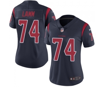 Women's Nike Houston Texans #74 Kendall Lamm Limited Navy Blue Rush Vapor Untouchable NFL Jersey