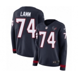 Women's Nike Houston Texans #74 Kendall Lamm Limited Navy Blue Therma Long Sleeve NFL Jersey