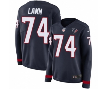 Women's Nike Houston Texans #74 Kendall Lamm Limited Navy Blue Therma Long Sleeve NFL Jersey