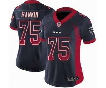 Women's Nike Houston Texans #75 Martinas Rankin Limited Navy Blue Rush Drift Fashion NFL Jersey