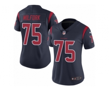 Women's Nike Houston Texans #75 Vince Wilfork Limited Navy Blue Rush NFL Jersey