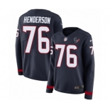 Women's Nike Houston Texans #76 Seantrel Henderson Limited Navy Blue Therma Long Sleeve NFL Jersey