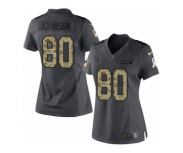 Women's Nike Houston Texans #80 Andre Johnson Limited Black 2016 Salute to Service NFL Jersey